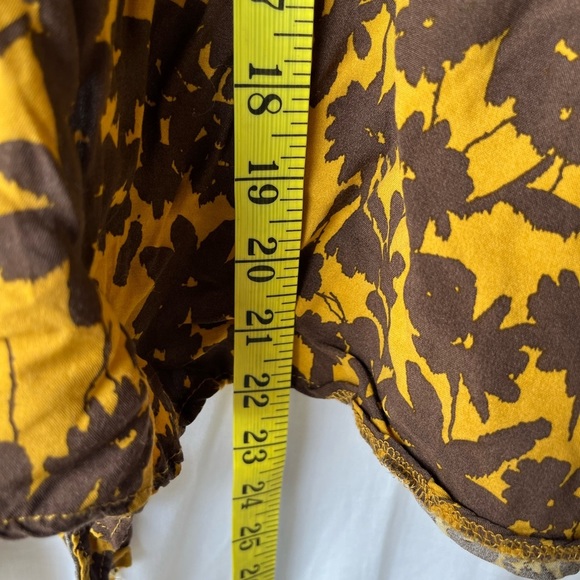 Top Shop Floral Jacquard Top Golden Yellow & Brown - Picture 12 of 15